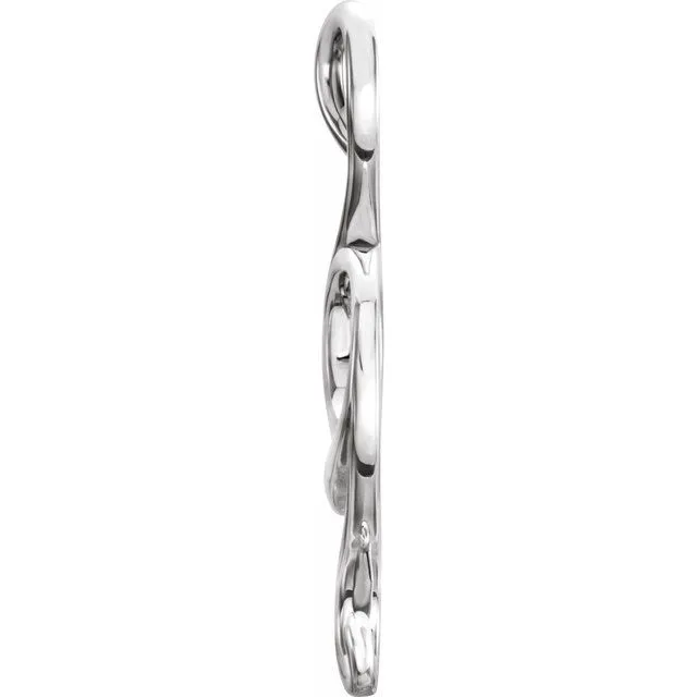 14K White Gold 28.5x9.3 mm Freeform Pendant