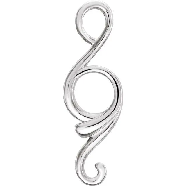 14K White Gold 28.5x9.3 mm Freeform Pendant