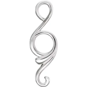 14K White Gold 28.5x9.3 mm Freeform Pendant