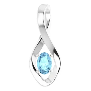 14K White Gold 6x4 mm Oval Natural Aquamarine Pendant