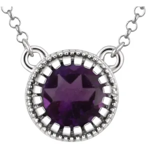 14K White Gold Amethyst "February" 18" Birthstone Necklace