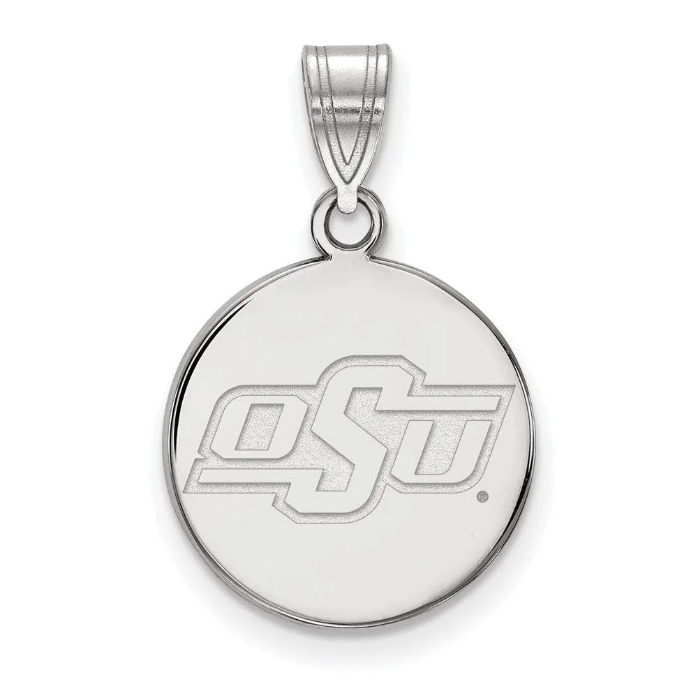 14k White Gold Oklahoma State University O-S-U Small Disc Pendant