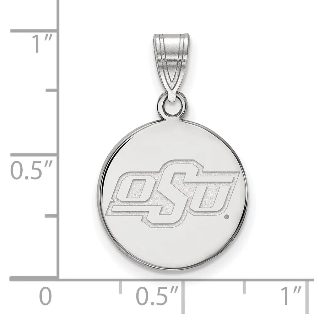 14k White Gold Oklahoma State University O-S-U Small Disc Pendant