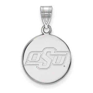 14k White Gold Oklahoma State University O-S-U Small Disc Pendant