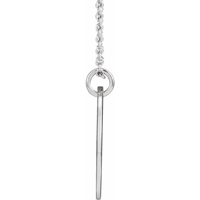 14K White Gold Pierced Cross Disc 16-18" Necklace