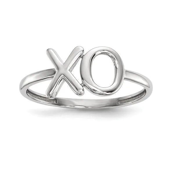 14K White Gold Polished XO Ring