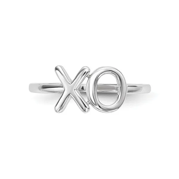 14K White Gold Polished XO Ring