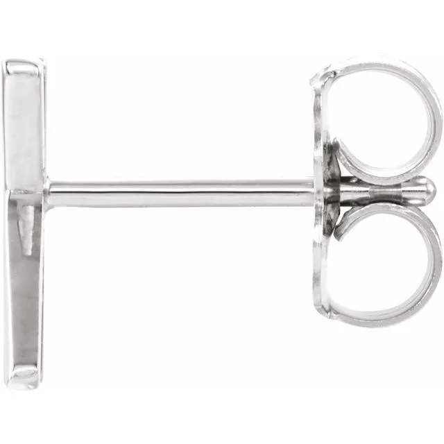 14K White Gold Single Initial K Earring