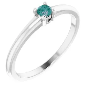 14K White Lab-Grown Alexandrite Ring