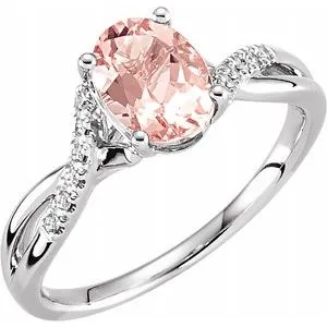 14K White Morganite & .06 CTW Diamond Ring Size 7