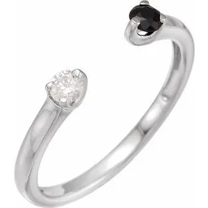 14K White Onyx & 1/10 CT Diamond Negative Space Ring