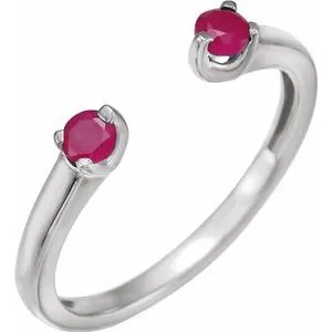14K White Ruby Negative Space Ring