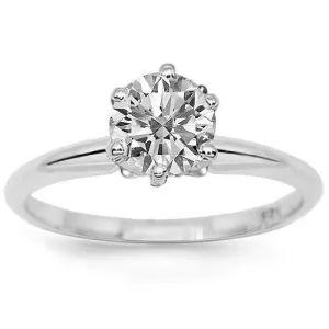 14K White Solid Gold Diamond Solitaire Engagement Ring 0.50 Ctw