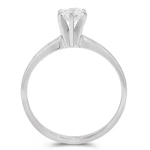 14K White Solid Gold Diamond Solitaire Engagement Ring 0.50 Ctw