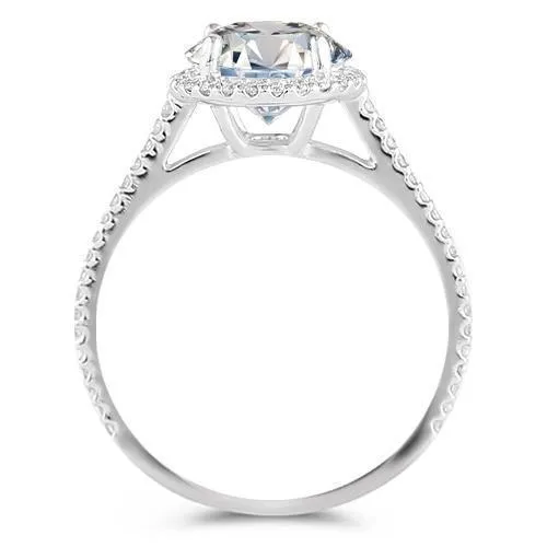 14K White Solid Gold Womens Diamond Petite Pave Floating Halo Engagement Ring 1.95 Ctw
