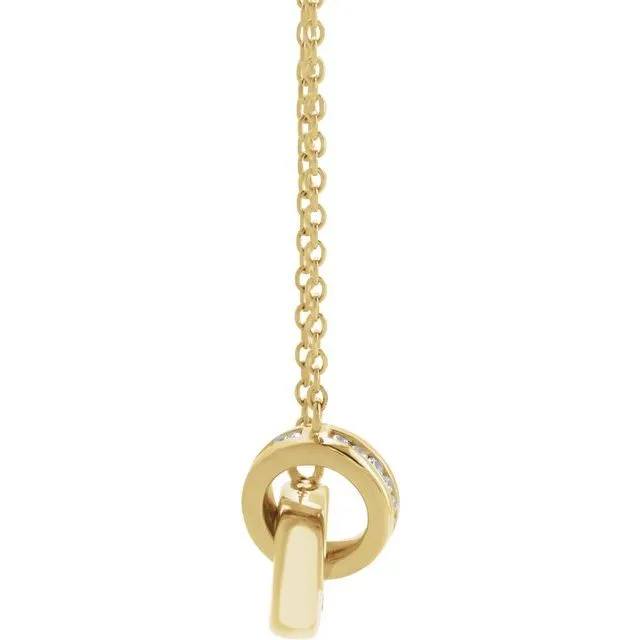 14K Yellow Gold .08 CTW Natural Diamond Interlocking Circle 18" Necklace