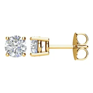 14K Yellow Gold 1 CTW Natural Diamond Stud Earrings with Friction Post