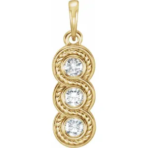 14K Yellow Gold 1/3 CTW Natural Diamond Three-Stone Pendant