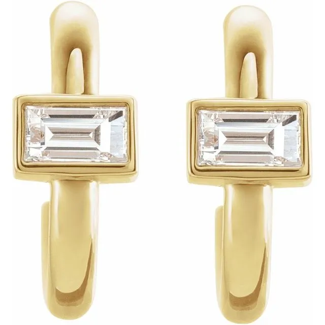 14K Yellow Gold 1/5 CTW Natural Diamond Huggie Hoop Earrings