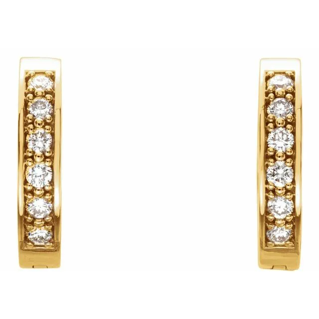 14K Yellow Gold 15 mm 1/2 CTW Natural Diamond Inside-Outside Hoop Earrings