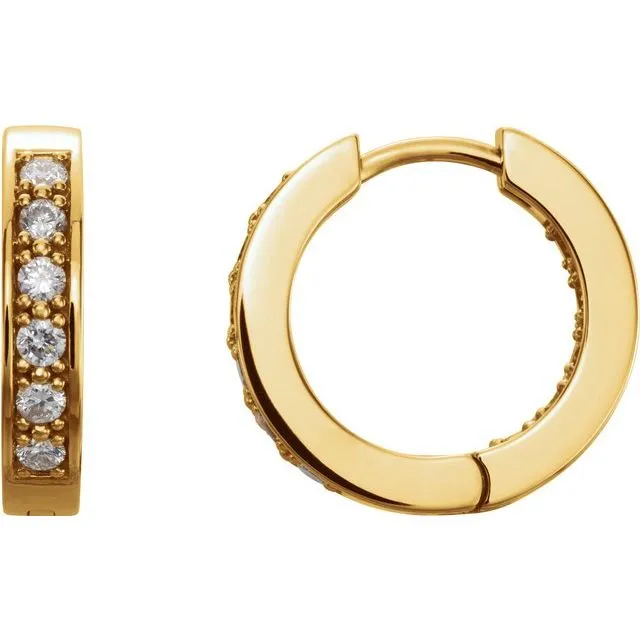 14K Yellow Gold 15 mm 1/2 CTW Natural Diamond Inside-Outside Hoop Earrings