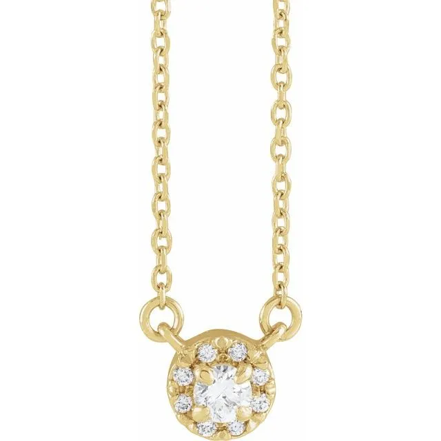 14K Yellow Gold 1/8 CTW Natural Diamond 16" Necklace