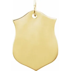 14K Yellow Gold 22.1x14.1 mm Shield Pendant