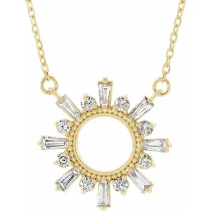 14K Yellow Gold 3/8 CTW Natural Diamond Circle 18" Necklace