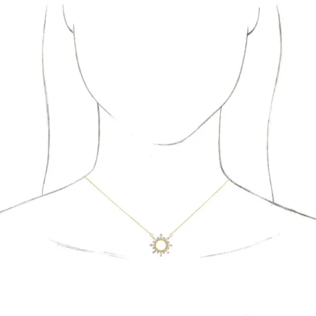 14K Yellow Gold 3/8 CTW Natural Diamond Circle 18" Necklace