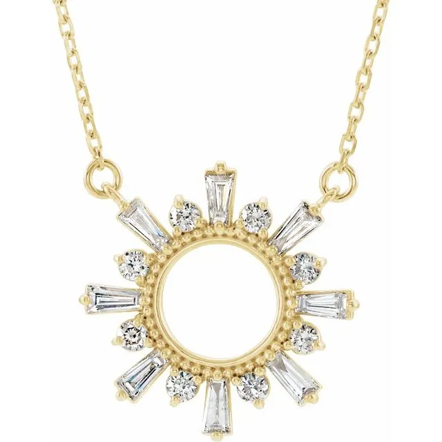 14K Yellow Gold 3/8 CTW Natural Diamond Circle 18" Necklace
