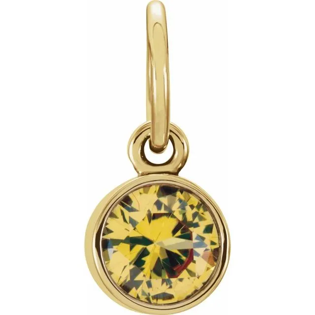 14K Yellow Gold 4 mm Round Imitation Citrine Birthstone Charm