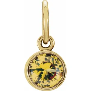 14K Yellow Gold 4 mm Round Imitation Citrine Birthstone Charm