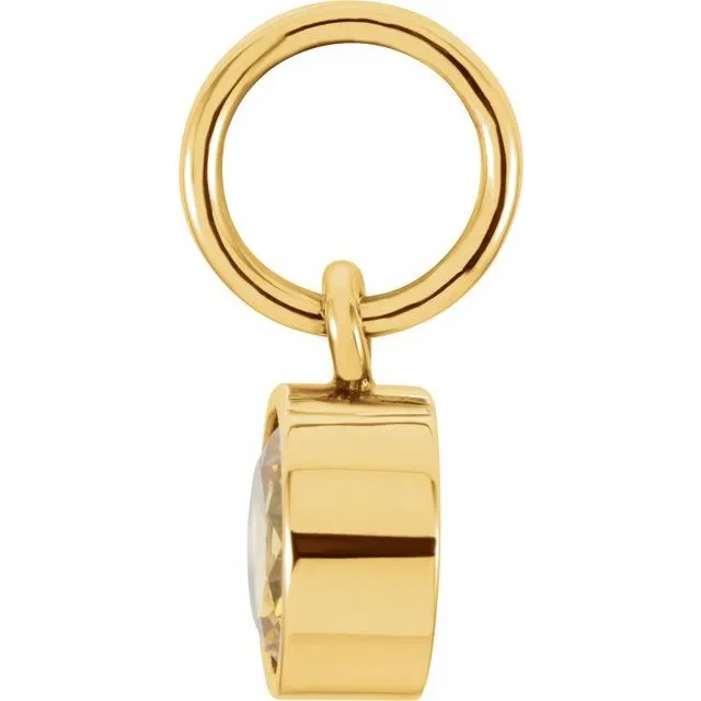 14K Yellow Gold 4 mm Round Imitation Citrine Birthstone Charm