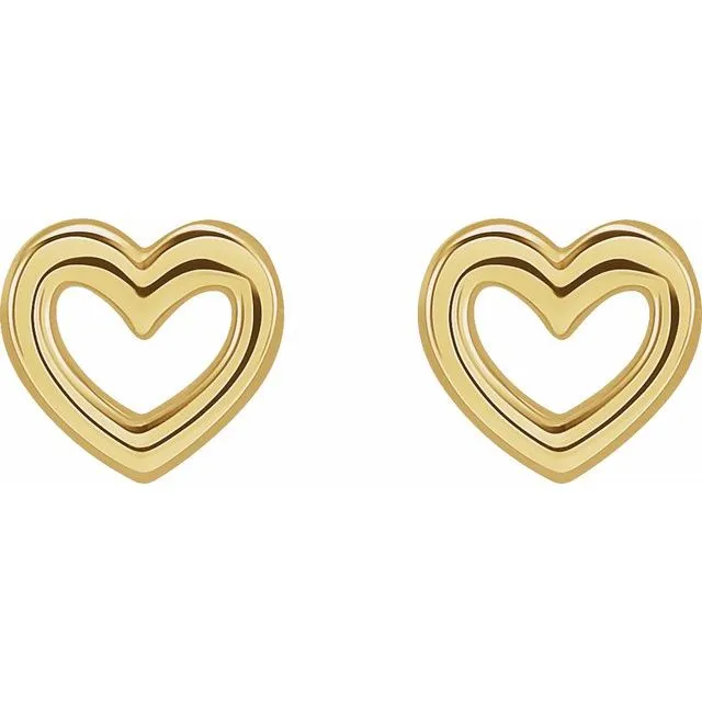 14K Yellow Gold 5.29x5 mm Heart Earrings