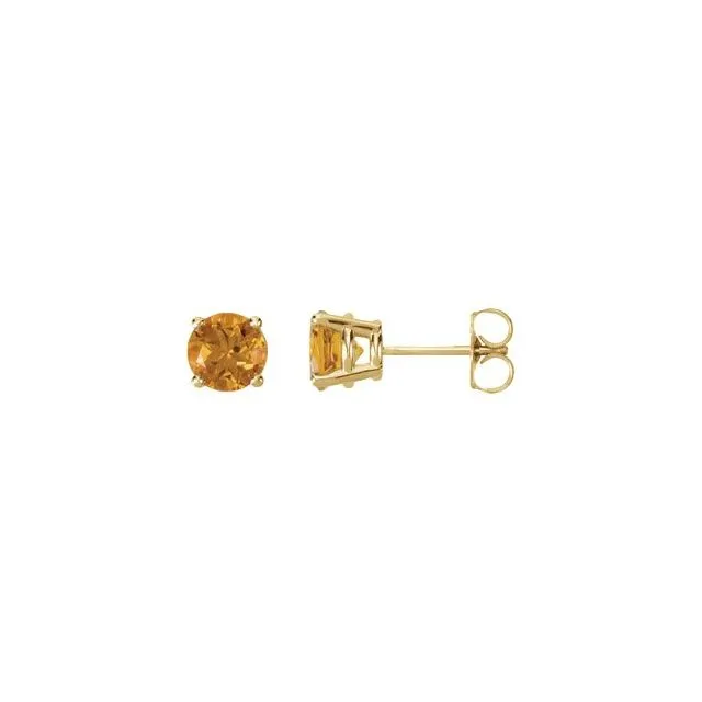 14K Yellow Gold 6 mm Natural Citrine Earrings