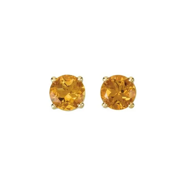14K Yellow Gold 6 mm Natural Citrine Earrings