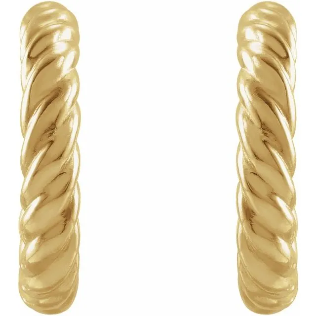 14K Yellow Gold 9 mm Rope Hoop Earrings