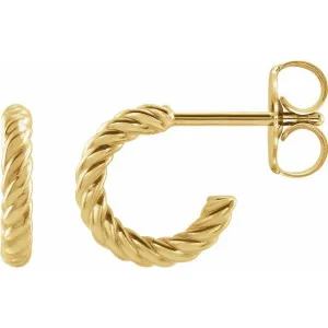14K Yellow Gold 9 mm Rope Hoop Earrings