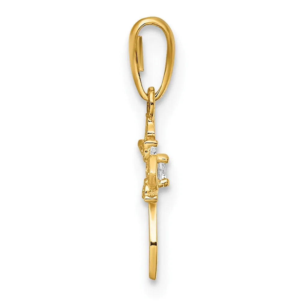 14k Yellow Gold Childrens Fancy CZ Cross Pendant