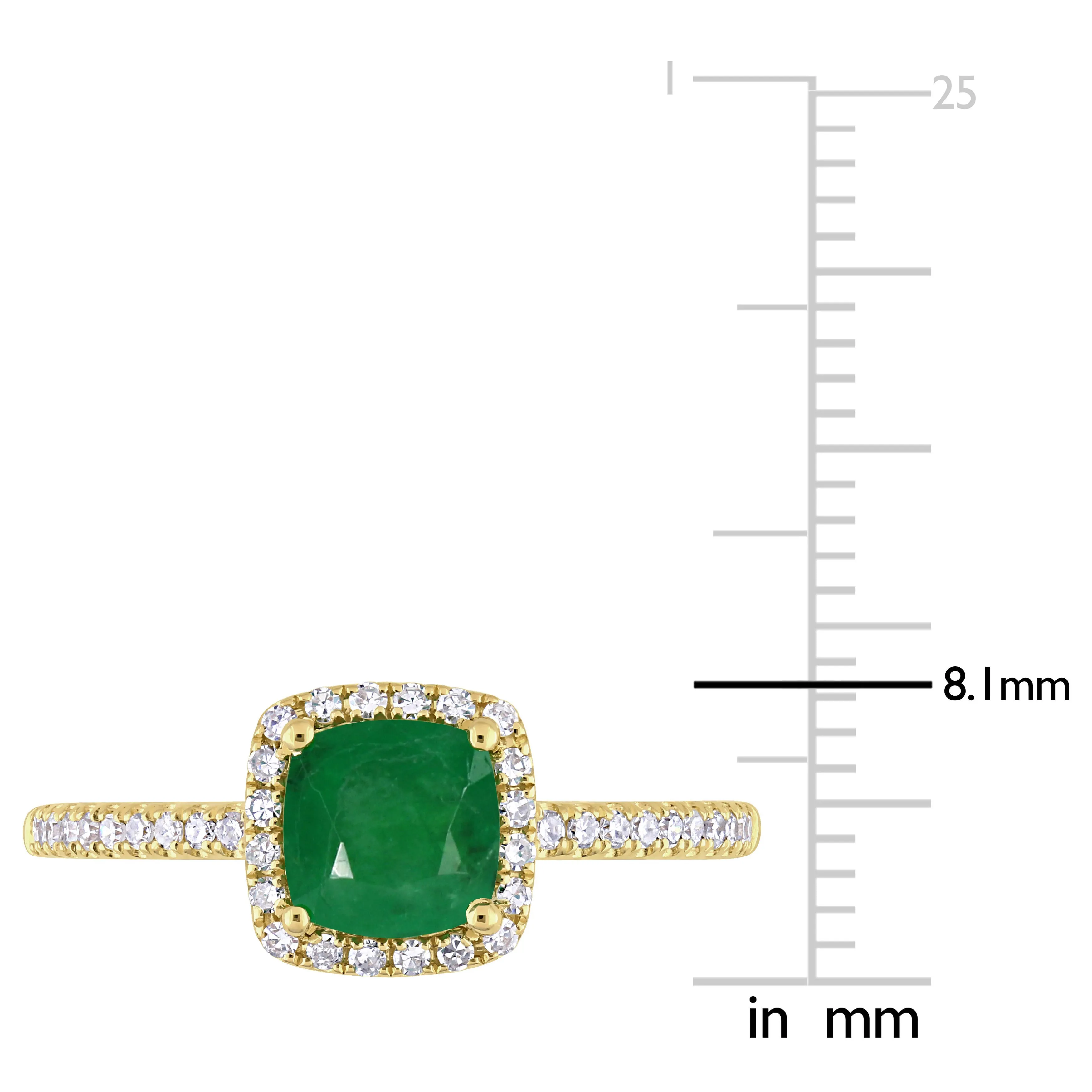 14K Yellow Gold Emerald Diamond Engagement Ring