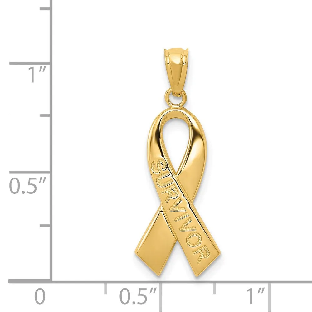 14k Yellow Gold Gold Polished SURVIVOR Ribbon Pendant