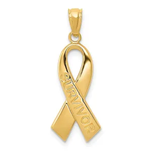 14k Yellow Gold Gold Polished SURVIVOR Ribbon Pendant