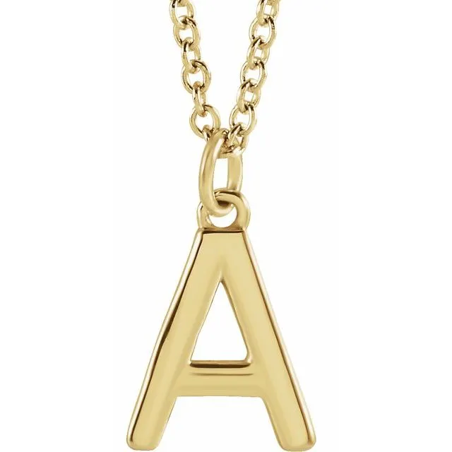 14K Yellow Gold Initial A Dangle 16" Necklace