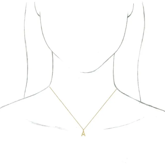 14K Yellow Gold Initial A Dangle 16" Necklace