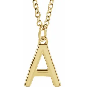 14K Yellow Gold Initial A Dangle 16" Necklace