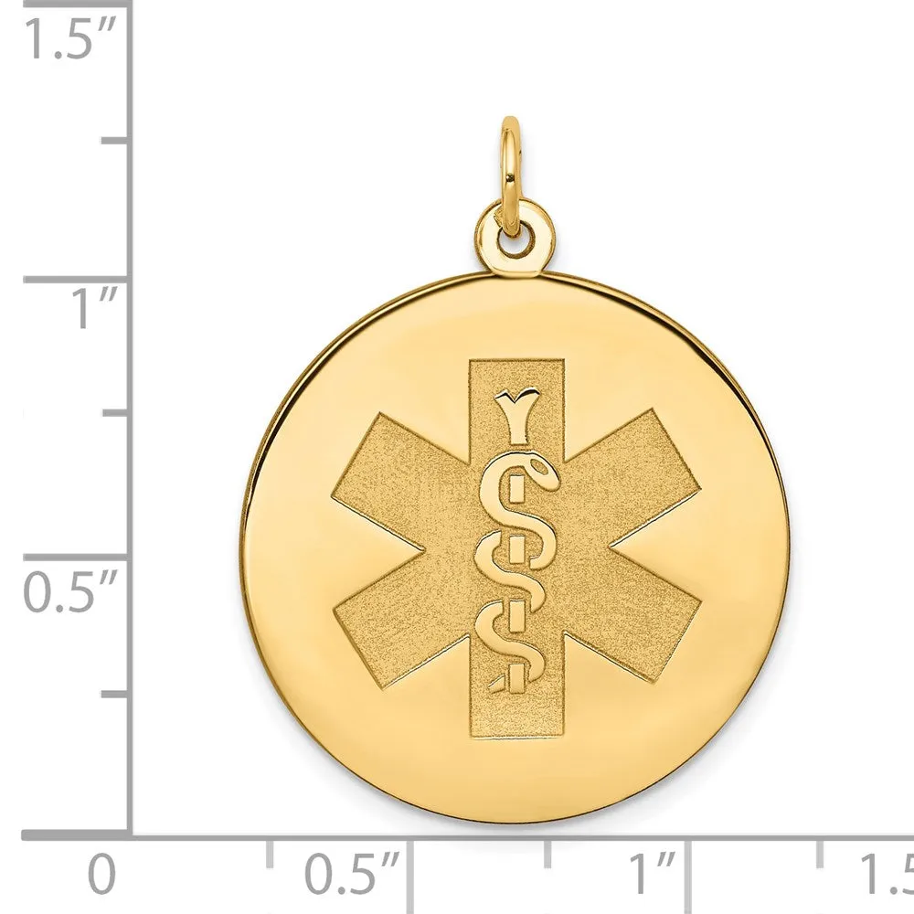 14k Yellow Gold Medical Jewelry Unenameled Pendant