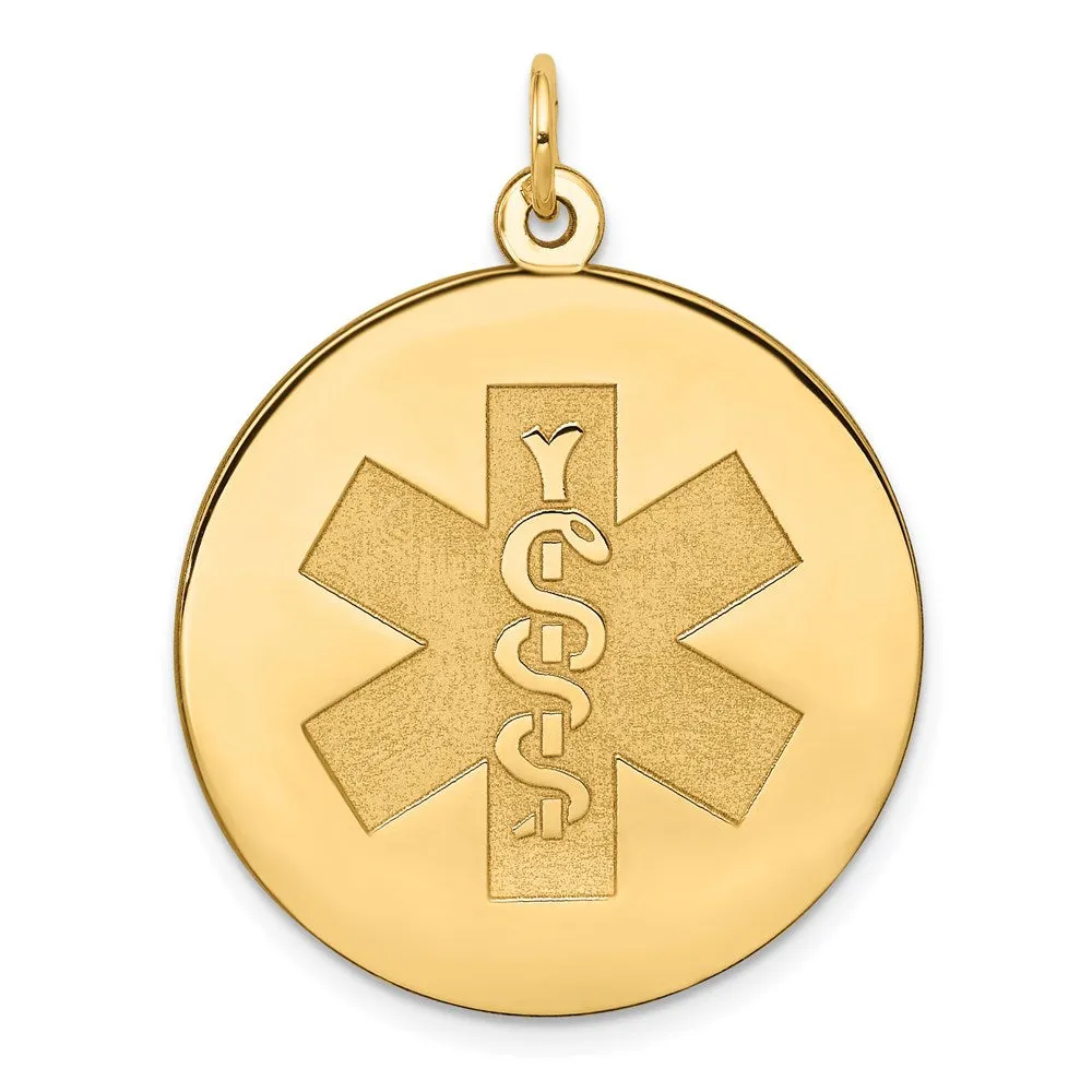 14k Yellow Gold Medical Jewelry Unenameled Pendant