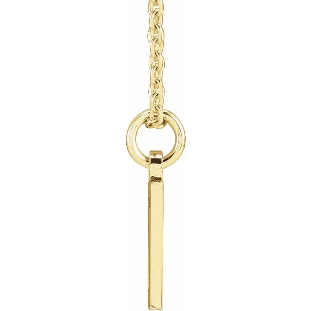 14K Yellow Gold Pierced Numeral 0 Dog Tag 16-18" Necklace