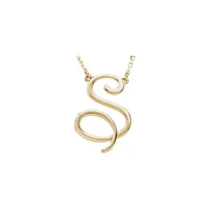 14K Yellow Gold Script Initial S 16" Necklace