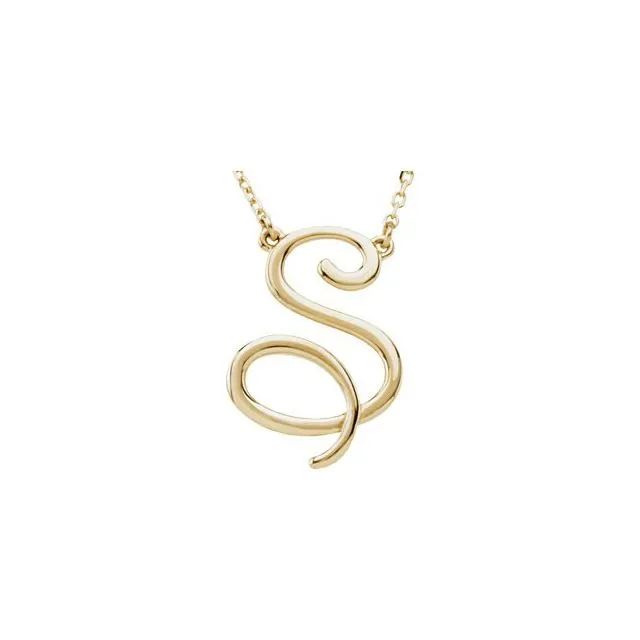 14K Yellow Gold Script Initial S 16" Necklace